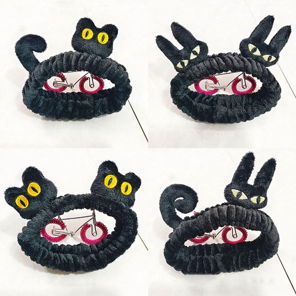 Hofar Black Animal Face Wash Headband for Women Headband for Washing Face Cartoon Cute Creative Hair Accessories
