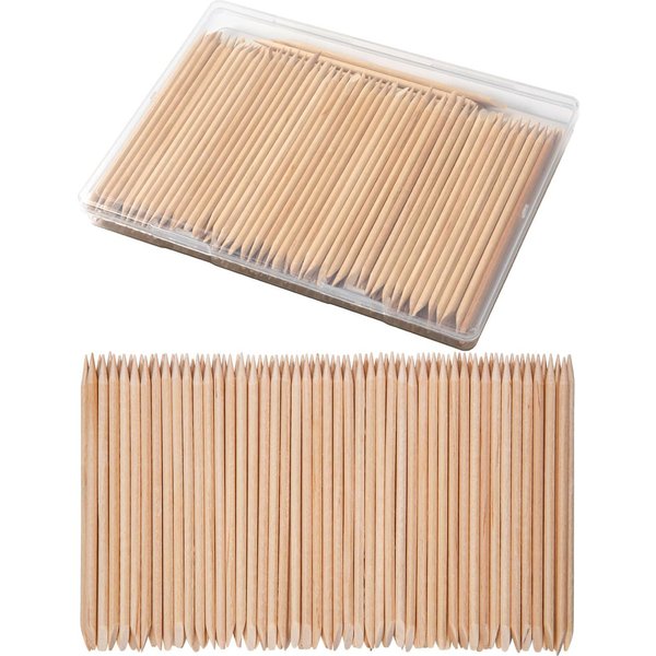 200 Pcs Orange Sticks for Nails - Borogo Orange Wooden Nail Sticks Double Sided Multi Functional Cuticle Pusher Remover Manicure Pedicure Tool