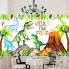Dinosaur 4th Birthday Decorations Roar I’m Four Dinosaur Birthday Party Banner Backdrop Dinosaur Party Supplies for Boys 4th Dino Bday Decor
