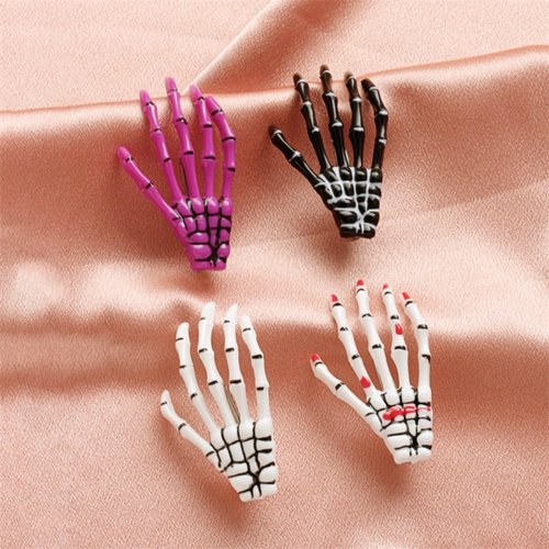 Punk 4 Pcs Skeleton Hands Bone Hair Clips for Women,Rock Horror Claws Skull Hand Hair Clip Halloween Party Accessories (Style#A)