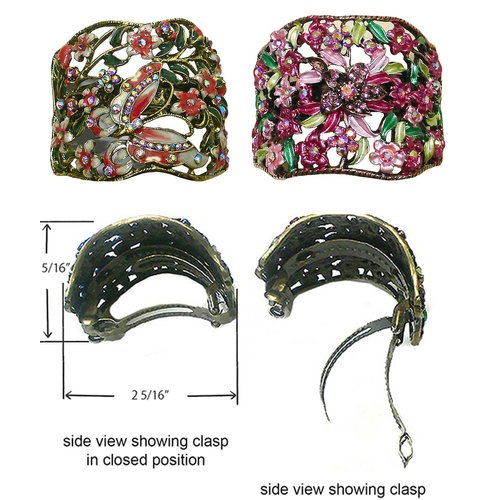 Set of 2 Crystal Butterfly Hair Holder Barrettes Ponytail Hair Barrettes for Women Girls YY86900-4-2siennaRose