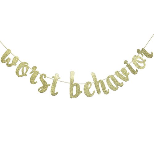 Worst Behavior Gold Glitter Banner, Drake Party Decorations, Birthday Photo Backdrop(Gold)