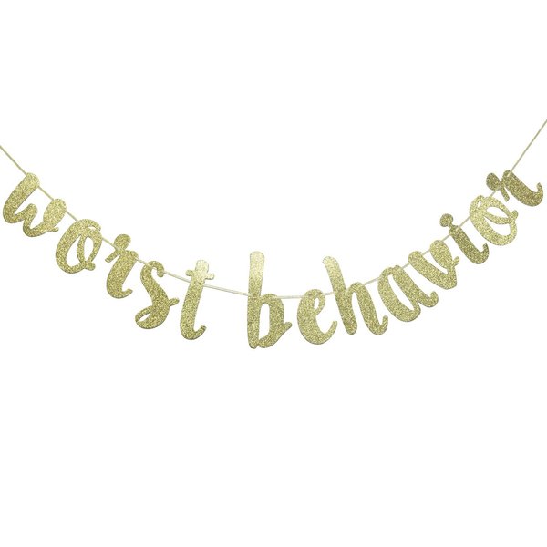 Worst Behavior Gold Glitter Banner, Drake Party Decorations, Birthday Photo Backdrop(Gold)