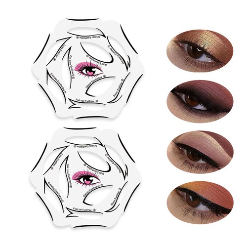 2Pcs Eyeliner Stencils Set 6 in 1 Reusable Templates for Winged Liner and Eyeshadow Includes Stickers and Pads Ideal Makeup Tool for Hooded Eyes and Eye Shadow Application