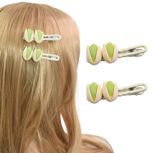 4Pcs Funny Simulated Food Pistachios Shape Hair Clips 2.2”Cute Barrettes for Women Girls Hair Accessories