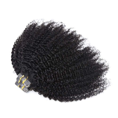 ZigZag Hair Afro Kinky Curly Tape in Extensions Human Hair 40pcs 100g 4B 4C Brazilian Virgin Human Hair Skin Weft Tape Hair Extensions (16inch, 4B 4C)
