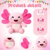 HyDren 10 Inch Happy Plushy Birthday Plush Pink Axolotl Plush Soft Cute Stuffed Animal Plush Pillow Kawaii Birthday Gifts for Kids Girls Party Favor Bedroom Home Decor