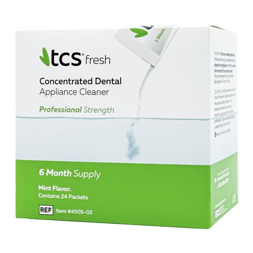TCS Fresh Dental Appliance Cleaner - 24 Count - Professional Strength Concentrated Cleaner for Flexible Partials - Retainer Cleaner, Denture Cleaner, and Dental Night Guard Cleaner