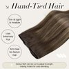 Full Shine Sew In Hair Extensions Real Human Hair Genius Weft Hair Extensions Hand Tied Extensions Real Hair Darkest Brown To Light Brown Mix Darkest Brown Hair Extensions Straight Weft 60G 20 Inch