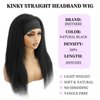Jreitsere Headband Wig Kinky Straight 24 Inch Kinky Straight Headband Wig Human Hair Glueless Human Hair Wigs Machine Made No Lace Kinky Straight Headband Wig Natural color