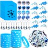 Meooeck 110 Pcs Airplane Party Decorations Fighter Jet Birthday Party Supplies with 12 Airplane Toys, 12 Silicone Bracelets, 12 Button Pins, 12 Keychains, 12 Bags, 50 Sticker for Airplane Party Favor