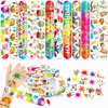 48PCS Art Party Favors 24PCS Tattoos 24PCS Slap Bracelets Wristbands Themed Birthdays Party Supplies Decorations Decor Artistry Painting Creativity Pattern Girls Boys Gifts Classroom Prize Reward