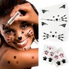 Crystal Cat Face Jewels, Pink Cat Print Gems, 2-Sheet Black Cat Eye Gems Sticker and 2-Sheet Fake Cat Lash Gems Tattoo Stick on Face for Women Kids Cat Halloween Makeup