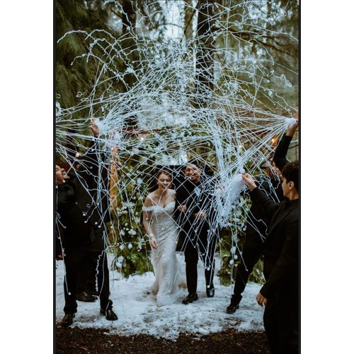 BATTIFE 10Pack Streamers Poppers - White Hand Throw Confetti Poppers, No Mess Paper Crackers for Birthday Wedding Party Celebrations, White