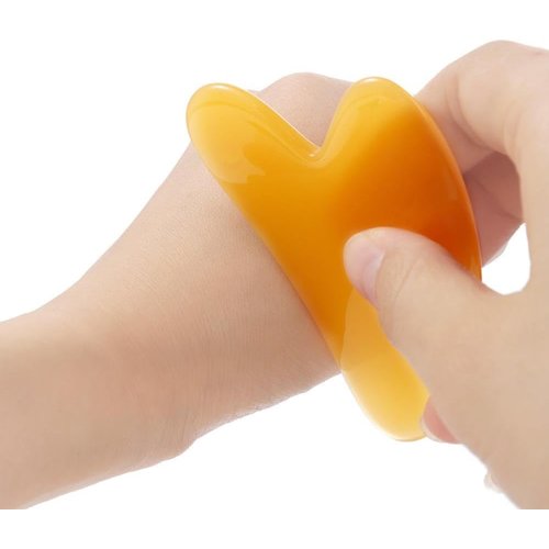 HODASHI 1Pc Gua Sha Facial Tools Body Massager SPA Resin Scraping Massage Skin Care Tool Face Slimming Wrinkle Remover Beeswax Scraper Facial Kits (Pink)