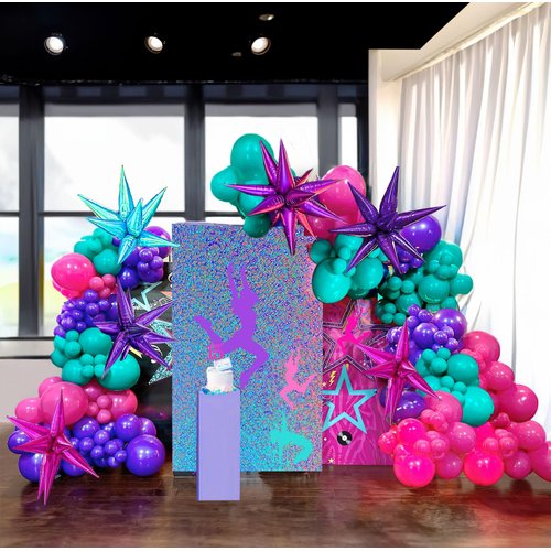 kozee Hot pink purple teal balloon garland kit 180+pcs for teenage girl birthday gymnastics music fans theme party street dancer Y2K gymnastics decortions