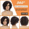 GNIMEGIL Short Curly Afro Wigs for Black Women Side Bangs Synthetic Wigs Kinky Afro Curly Wig Natural African American Hairstyles Full Hair Glueless Wig