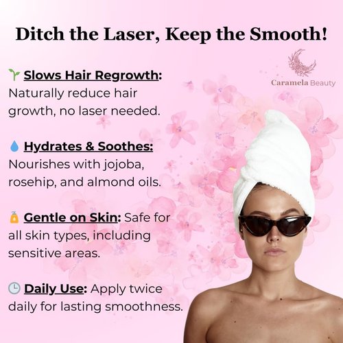 Caramela Beauty Cyperus Rotundus Oil - 60ml Natural Cyperus Rotundus Oil For Hair Removal, Moisturizing & Soothing Cyperus Oil For Reducing Body Hair Growth, Hair Removal Oil Ideal for All Skin Types