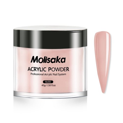 Molisaka Nude Acrylic Powder for Nails, Professional Acrylic Nail Powder,Lasting Acrylic Powder for Extension French Nail Art, Acrylic Nail Supplies Sets for Nails Beginners or Salon (1.58oz)