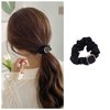 Iaceble Black Ribbon Hair Scrunchies Rope Satin Square Hair Tie Rope Elastic Silk Hair Band Ties Ponytail Holder Hair Rope Decorative Hair Accessories for Women and Girls Headdress