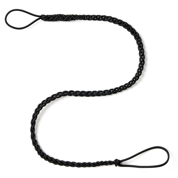 MoyRetty 25" Black Spiral Hair Tie Sprots Ponytail Holders, Elastic Braided Hair Ties No Damage for women 1PC
