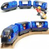 Battery Operated Wooden Train Track Set Toy High Speed for Toddlers 3 4 5 Years Old Boys Kids Magnetic Couplings City Vehicle with Figures