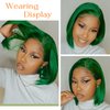 FAVE Bob Wig Human Hair 13x4 Frontal Lace Wig 180% Density Bob Glueless Wigs Human Hair Pre Plucked with Baby Hair 12 Inch Green Short Human Hair Wigs For Black Women (Green)