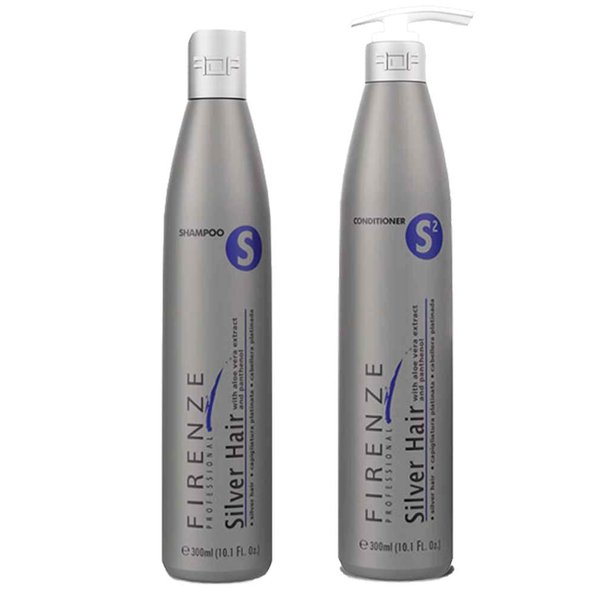 Firenze Professional Color Protection Bundle - Silver Hair Shampoo and Conditioner Pack with Free Red Gift Bag, Pack of 3