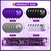 Purple 30th Birthday Decorations for Women, Black Purple Silver Happy 30th Birthday Yard Banner and 24pcs 30th Birthday Balloons for 30th Birthday Anniversary Party Supplies Indoor Outdoor Decor