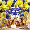 ZERODECO Birthday Party Decorations for Men, Navy Blue Gold Happy Birthday Banner Pompoms Balloon Arch Fringe Curtain Party Décor for Men Boys Women Girls Birthday Party Decorations Kit