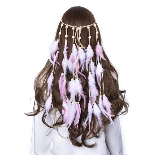 LUREME Hippie Feather Headband for Women-Indian Headwear Costume Headdress Feather Hair Accessories (hb000010-2)