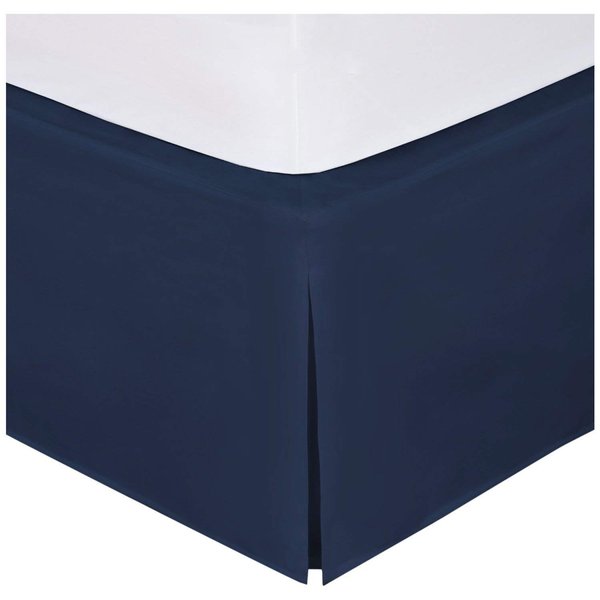 Full Size Luxury Tailored Bed Skirt 14" Drop Pleated Styling Dust Ruffled Solid Navy Blue New