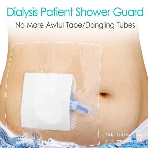 Waterproof Shower Cover Shields, Non-Stick Center Pad for Dialysis Port Picc Line Chest Catheter PD Peritoneal Dialysis Chemo Feeding Tube Peg G-Tube Patient Bandage Protector, 6"x6"(Pack of 25)