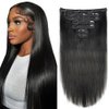 Liwihas Clip in Human Hair Extensions 100g 7pcs with 16 clips Silky Straight Clip in Hair Extensions for Women Double Weft Thick Remy Human Hair (#1B Natural Black 24 inch)
