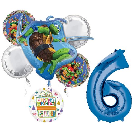 TMNT Theme 6th Birthday Party Supplies Ninja Turtle Mayhem Balloon Bouquet Decorations