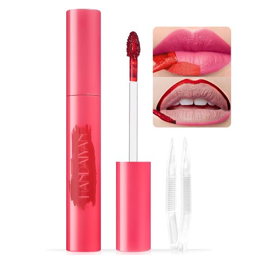 Wugbc Peel Off Lip Stain Liner, Tattoo Lip Tint Pencil Long Lasting Waterproof, Matte Finish Transfer-proof Lips Gloss Mask, Peel&Reveal Rich Color Smudgeproof for Women Makeup with Tweezer- Cherry