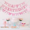 Pink Bow Happy Birthday Banner Garland, 2Pcs Coquette Bow Banner Birthday Party Decorations for Girls Bow Theme Birthday Baby Shower Bridal Shower Bachelorette Coquette Party Supplies