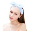 AOPRIE SPA Headbands for Washing Face Makeup Headbands with Bow Hair Band Women Facial Head Band Wrist Towel Wraps For Shower Face Mask Blue, 6 Pack