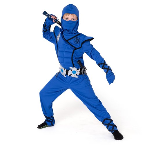 Spooktacular Creations Halloween Ninja Costume, Blue Ninja Costume Kids, Ninja Accessories Costume Set, Ninja Suit, Halloween Costumes for Boys DressUp and RolePaly Party (3T (3-4 yrs))