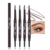 4 Pcs Ultimate Eyebrow Retractable Definer Pencils,Dual-Sided Natural Soft Textured Eyebrow Pencil, for Daily Look Eyebrow Makeup,Brow Brush,Fine Tip-Medium Brown