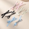 SALOCY Hair Bow Clips, 8 Pcs Hair Ribbons Hair Bows for Women Girls - Pink, Beige, Black, Blue (Set-1, Satin, Bow, Clamp)