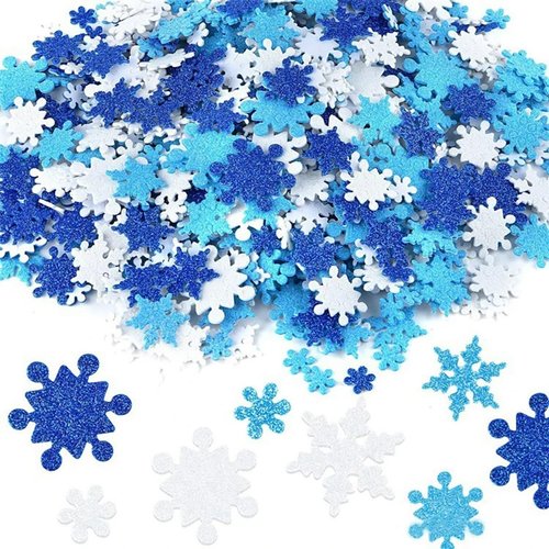 50 Pcs Glitter Snowflakes Foam Stickers Self-Adhesive Winter Snowflake for Christmas Party DIY Craft for Home Christmas Decoration