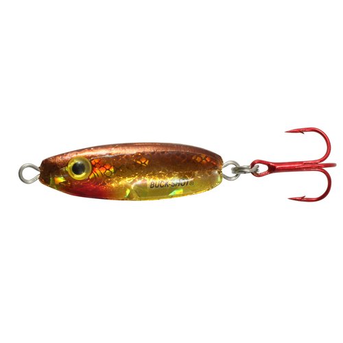 Northland Fishing Tackle Buck-Shot Ice Fishing Rattle Spoon, Gold Shiner, 3/4 Oz, 1/Cd