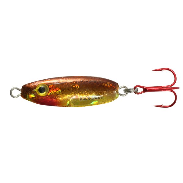 Northland Fishing Tackle Buck-Shot Ice Fishing Rattle Spoon, Gold Shiner, 3/4 Oz, 1/Cd