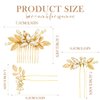 Kisshine Leaf Bride Wedding Hair Pins Gold Rhinestone Hair Piece Bridal Hair Combs Wedding Hair Accessories for Women and Girls(Pack of 3)