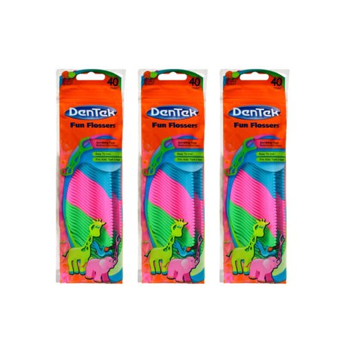 DenTek, Kids Fun Flossers, Removes Food & Plaque, 40 Count, (Pack of 3)