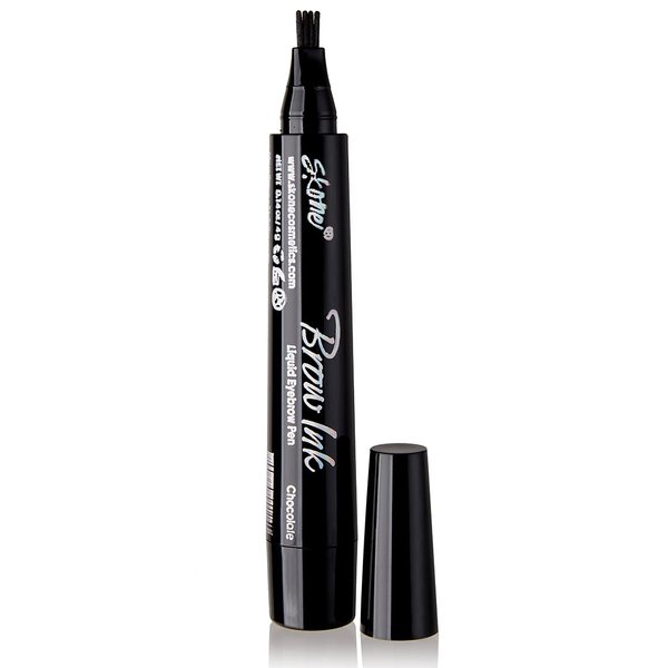Skone Cosmetics | Brow Ink Pen | Jumbo Eye Brown Tattoo Eyebrow Pen Micro Fork Tip Applicator Eye Brow Pencil Dark Brown Semi Permanent Tint for Arching & Defining Brows