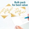T MARIE 50 Happy New Year Postcards - Faux Gold Confetti Post Cards Set for New Year’s Day 2024-2025 Bulk Thank You Notes for Family, Business, Clients, New Years Eve Party Invitations and More