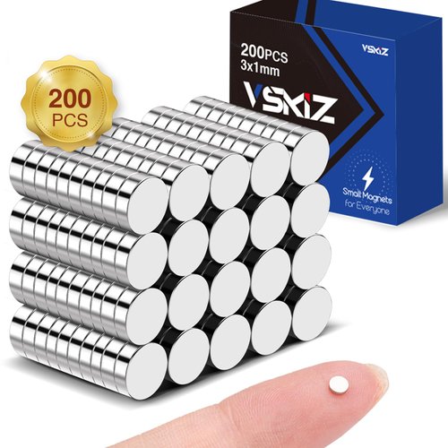 VSKIZ Small Magnets 200Pcs, Tiny Rare Earth Magnets, Rond Refrigerator Magnets Miniature Mini Magnets Durable Whiteboard Magnets for Crafts, Mini Button Magnets