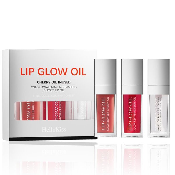 3 Set Lip Oil Hydrating Tinted Lip Balm, Plump Lip Gloss Lip Care Transparent Toot Lip Oil Tinted, Fresh Texture & Non-sticky, Nourishing Repairing Lip Lines Lip Care Products (Set B)